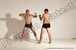 Underwear Fighting Man - Man White Moving poses Muscular Short Brown Dynamic poses Academic